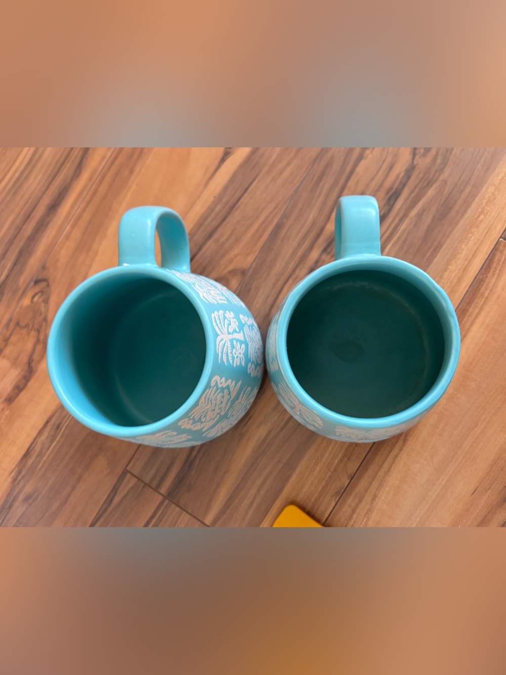 Opalhouse Turquoise Ceramic Mugs Floral pineapple palm tree - Set of 2